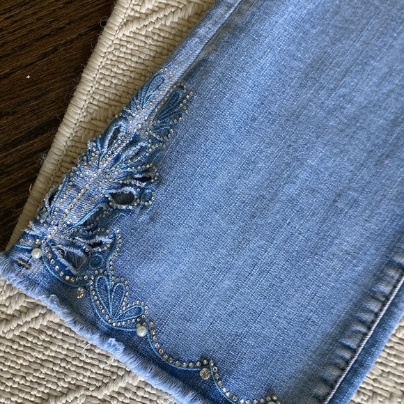 Redial Paris Embellished Pearls Rhinestone Boot Cut Jeans - Size Small - Picture 11 of 11